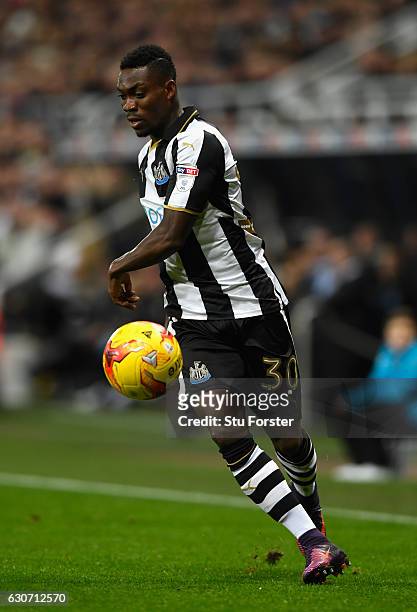 Christian Atsu of Newcastle in action during the Sky Bet Championship match between Newcastle United and Nottingham Forest at St James' Park on...