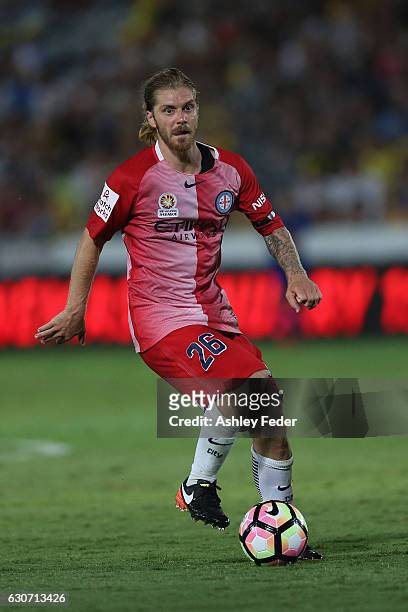 Luke Brattan of Melbourne City in action during the round 13 A-League match between the Central Coast Mariners and Melbourne City at Central Coast...