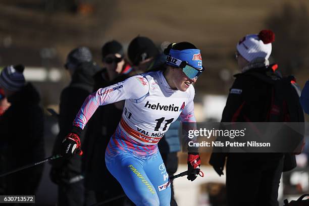 Krista Parmakoski of Finland competes during the women's Sprint F race on December 31, 2016 in Val Mustair, Switzerland.