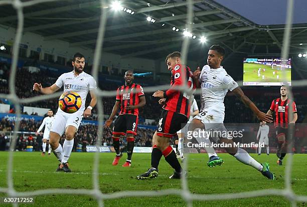 Ryan Fraser of AFC Bournemouth scores his side's second goal during the Premier League match between Swansea City and AFC Bournemouth at Liberty...