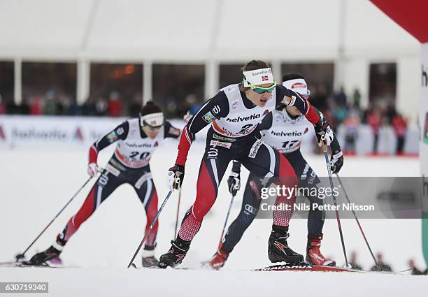 Ingvild Flugstad Oestberg of Norway competes during the women's Sprint F race on December 31, 2016 in Val Mustair, Switzerland.