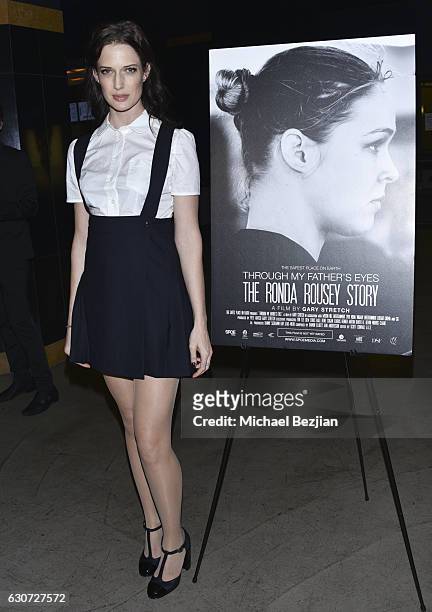 Model Sarah McNeilly at Screening Of "Through My Father's Eyes: The Ronda Rousey Story" at TCL Chinese 6 Theatres on December 30, 2016 in Hollywood,...