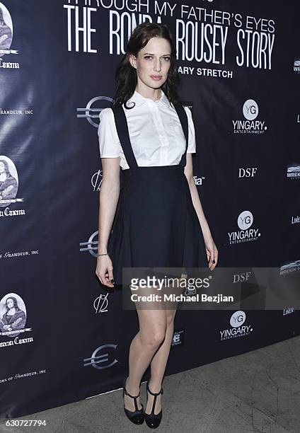 Model Sarah McNeilly at Screening Of "Through My Father's Eyes: The Ronda Rousey Story" at TCL Chinese 6 Theatres on December 30, 2016 in Hollywood,...