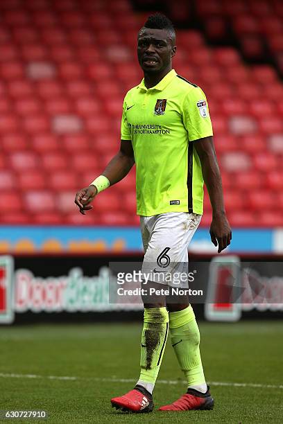 Gabriel Zakuani of Northampton Town in action during the Sky Bet League One match between Sheffield United and Northampton Town at Bramall Lane on...