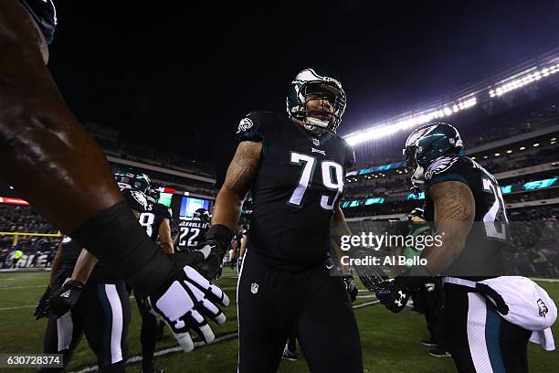 Brandon Brooks of the Philadelphia Eagles enters the field before the game against the New York Giants at Lincoln Financial Field on December 22,...