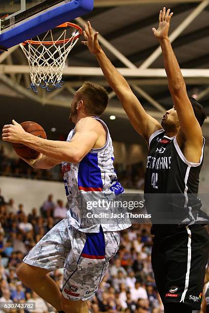 Mitch Creek of the Adelaide 36ers shoots the ball during the round 13 NBL match between Melbourne and Adelaide on January 1, 2017 in Melbourne,...