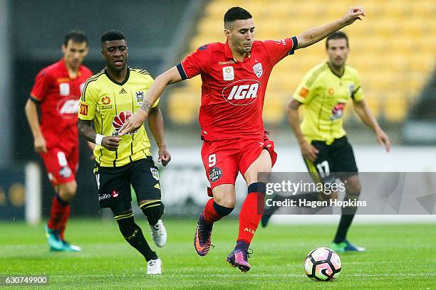 Sergio Guardiola of Adelaide United in action during the round 13 A-League match between Wellington Phoenix and Adelaide United at Westpac Stadium on...