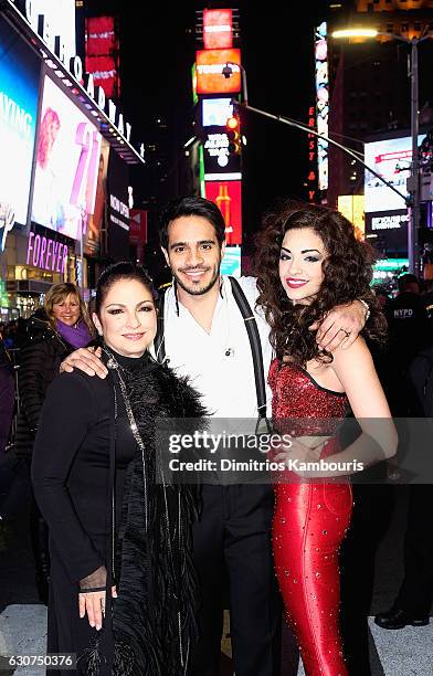 Gloria Estefan, Ektor Rivera and Ana Villafane attend New Year's Eve 2017 in Times Square on December 31, 2016 in New York City.