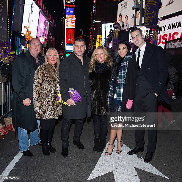 Mike Abdinoor, Michelle Abdinoor, Tom Murro, Kelly Murro, Iman Oubou and Marko Ciklic attends Dick Clark's New Year's Rockin' Eve in Times Square on...