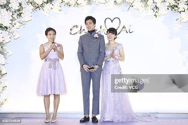 Chinese table tennis player Liu Shiwen attends Taiwanese table tennis player Chiang Hung-chieh and Japanese table tennis player Ai Fukuhara's wedding...