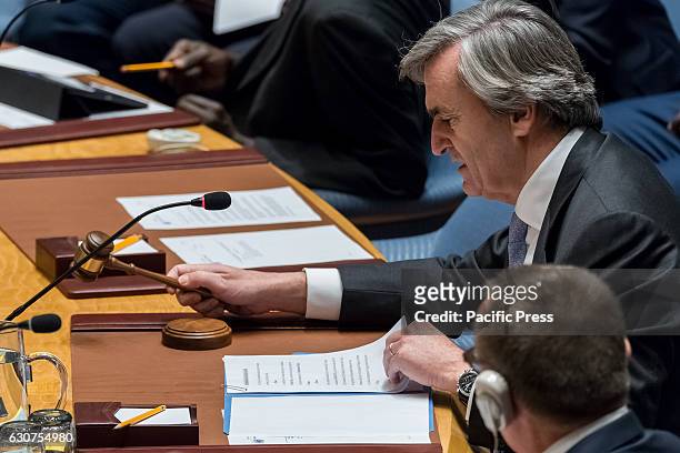 Spanish Permanent Representative to the UN Roman Oyarzun Marchesi presides over the Security Council meeting. Following a round of mid-morning...