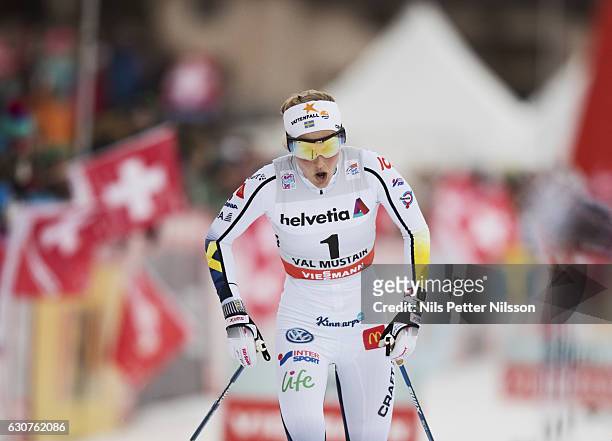Stina Nilsson of Sweden during the women's 5 km C mass start race on January 1, 2017 in Val Mustair, Switzerland.
