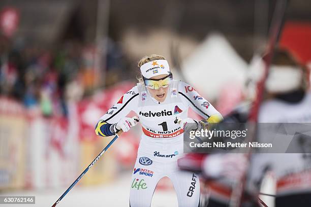 Stina Nilsson of Sweden during the women's 5 km C mass start race on January 1, 2017 in Val Mustair, Switzerland.