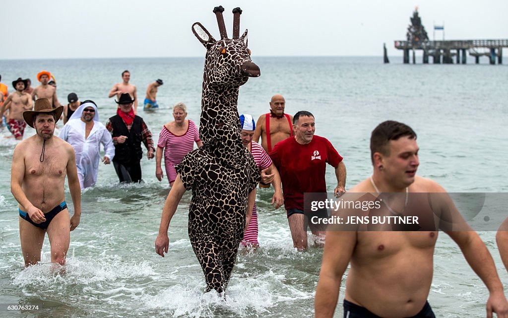 TOPSHOT-GERMANY-NEWYEAR-SWIM