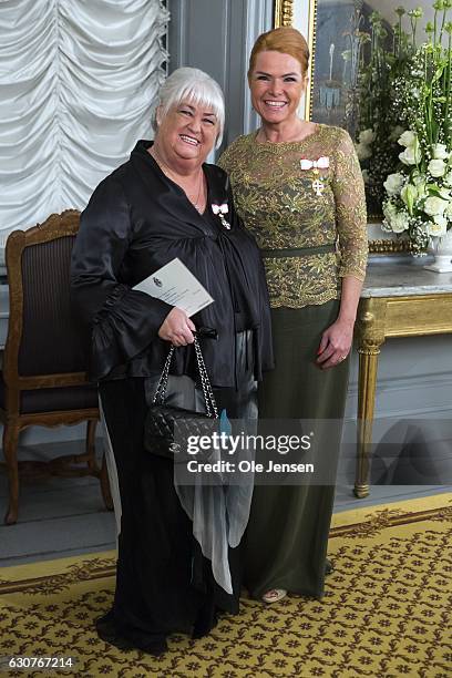 Minister for Integration Inger Stojberg and Minister for Elderly Thyra Frank arrive to Queen Margrethe of Denmark's New Year's reception at...