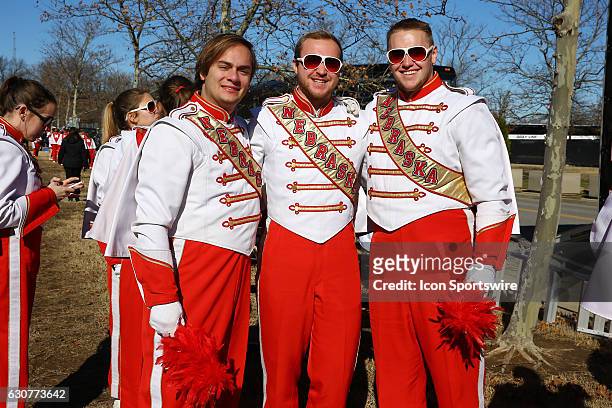Nebraska Cornhuskers band members outside before the Franklin American Mortgage Music City Bowl game between Tennessee and Nebraska on December 30 at...