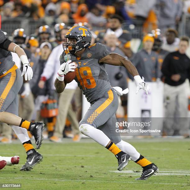 Jason Croom Tennessee Volunteers tight end after a reception during the Franklin American Mortgage Music City Bowl game between Nebraska Cornhuskers...