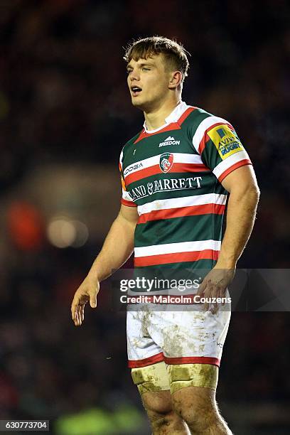 Will Evans of Leicester Tigers looks on during the Aviva Premiership match between Leicester Tigers and Saracens at Welford Road on January 1, 2017...