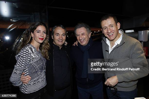 Yael Boon, Daniel Bessaha, Michel Drucker and Dany Boon attend at Bistrot Alexandre III after "Dany Boon des Hauts de France" Show at L'Olympia on...