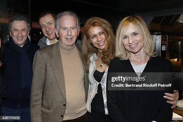 Michel Drucker, Dany Boon, Jacques Drucker, guest and Anais Jeanneret attend at Bistrot Alexandre III after "Dany Boon des Hauts de France" Show at...