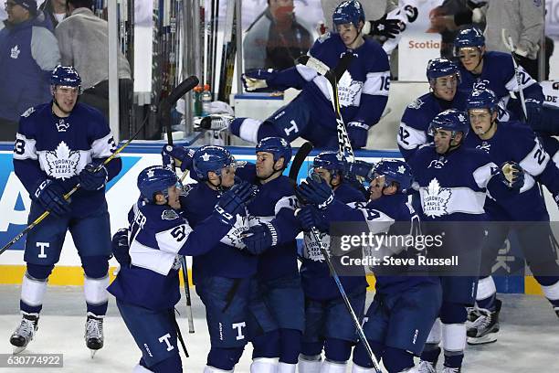 The Leafs engulf Auston Matthews who scored the winning overtime goal as the Toronto Maple Leafs beat the Detroit Red Wings 5-4 in overtime the...