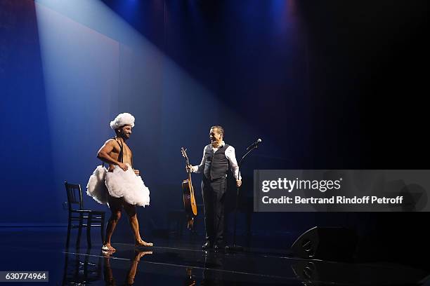 Florent Peyre and Dany Boon perfom "Dany Boon des Hauts de France" Show at L'Olympia on January 01, 2017 in Paris, France