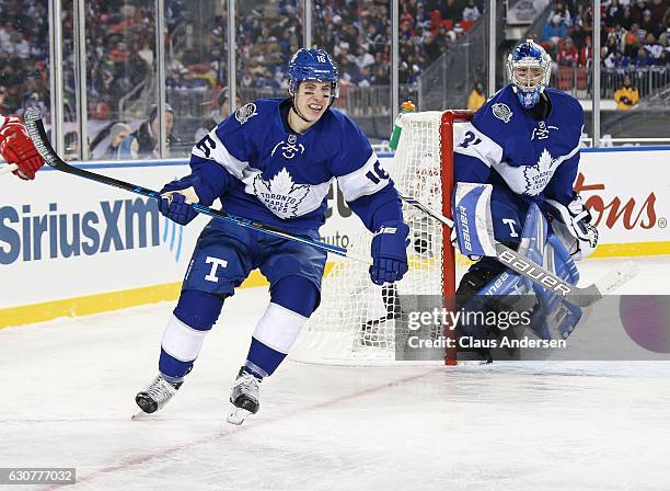 Mitchell Marner of the Toronto Maple Leafs skates against the Detroit Red Wings during the 2017 Scotiabank NHL Centennial Classic at BMO Field On...