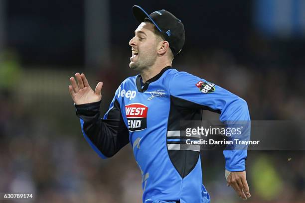 Liam O'Connor of the Adelaide Strikers chases the ball during the Big Bash League match between the Hobart Hurricanes and Adelaide Strikers at...