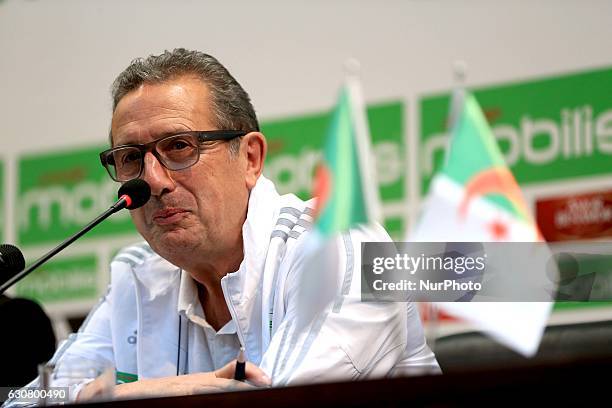 National coach Georges Leekens hosted a press conference in the conference room of the Olympic Complex Mohamed Boudiaf in Algiers, Algiers on 2...