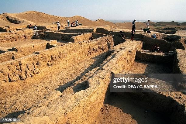 Excavations in the archaeological site of Ancient Merv , Mary, Turkmenistan, 7th century.