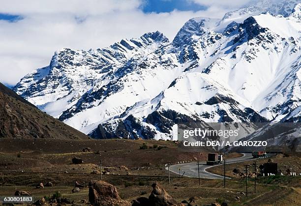 Snow-capped mountains, Andean landscape, Mendoza province, Argentina.