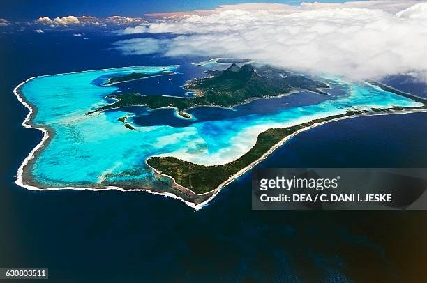 Bora Bora, aerial view, Society islands, French Polynesia.