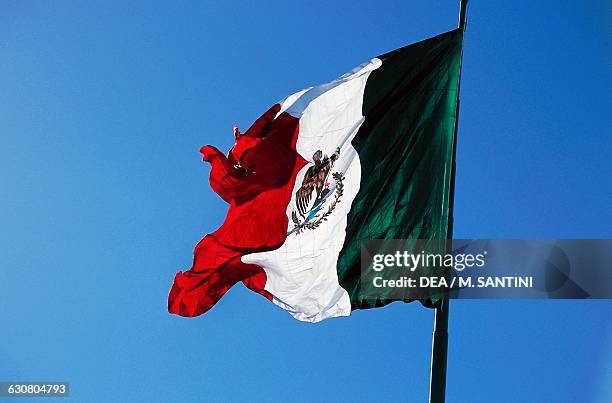 The Mexican flag, Ensenada, Northern Baja California, Mexico.