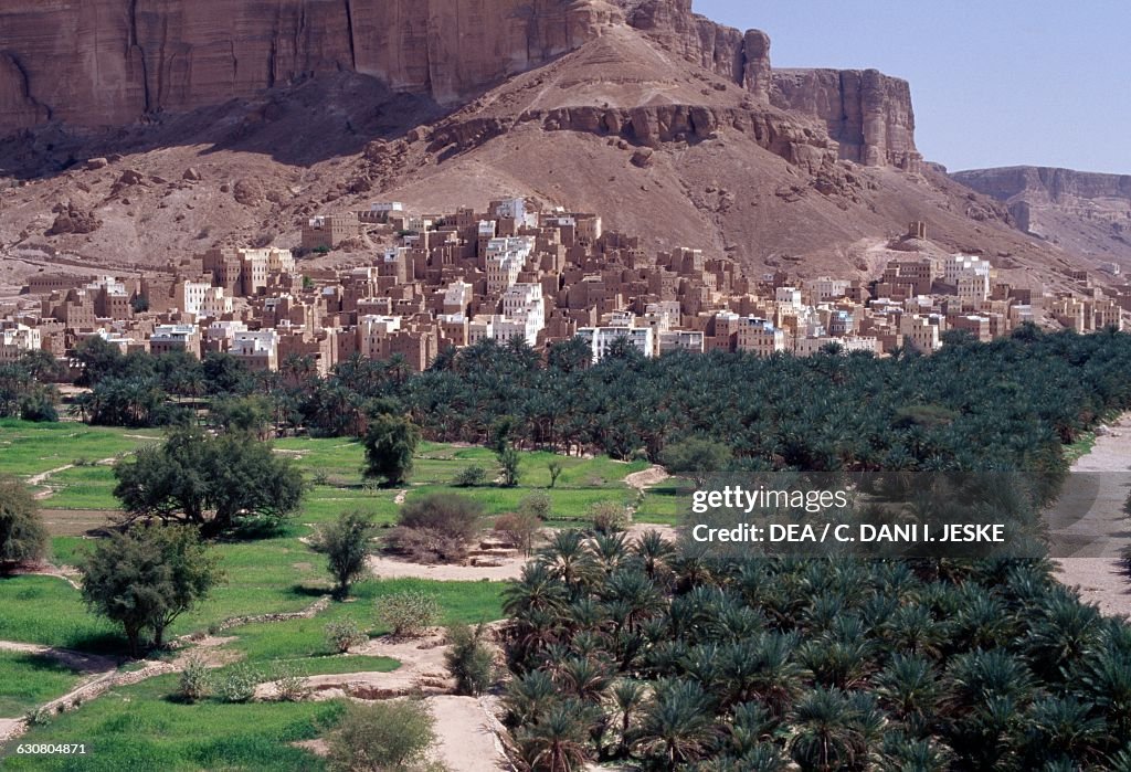 Khureiba village perched on the foot of a mountain...