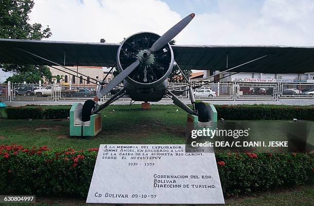 The plane of Jimmy Angel , the first westerner to discover Angel Falls in 1937, Ciudad Bolivar, Venezuela.