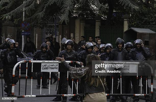 Security forces intervene to protesters during a demonstration held against agreement, which ensure to hand over Tiran and Sanafir islands to Saudi...