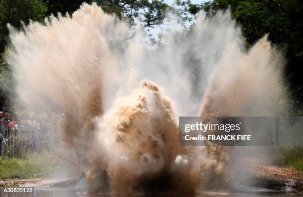 Toyota's pilot Giniel De Villiers of South Africa and co-pilot Dirk Von Zitzewitz of Germany compete during the 2017 Dakar Rally Stage 1 between...