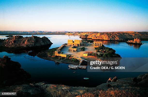 View of the Great Temple of Isis at Philae , Agilkia Island, Aswan, Egypt. Egyptian civilisation.