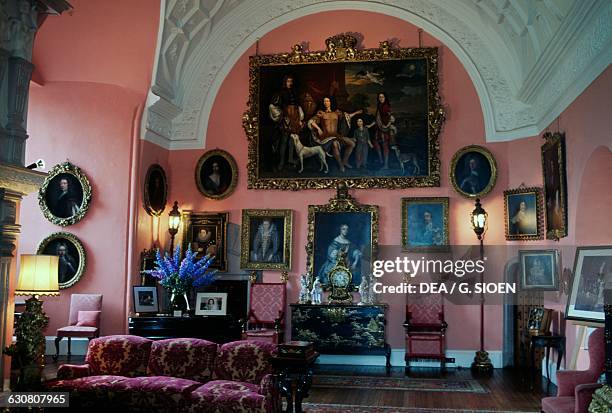 Living room, Glamis castle, childhood home of Elizabeth Bowes-Lyon , wife of King George VI and mother of Queen Elizabeth II, Angus, Scotland, United...