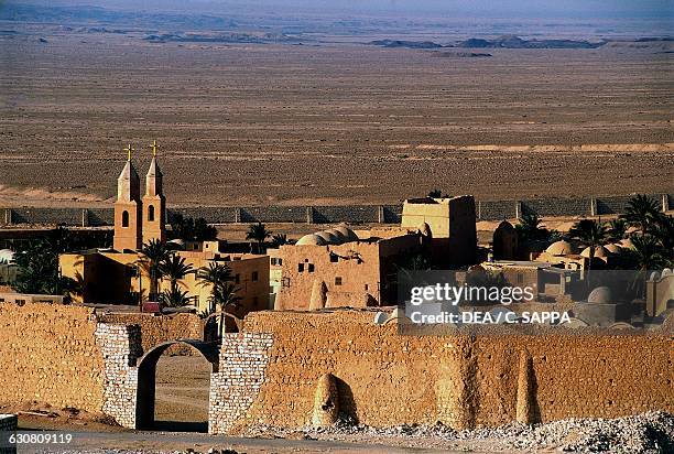 Walls enclosing the Coptic monastery of St Anthony near Zafarana, Eastern Desert. Egypt, 4th century.