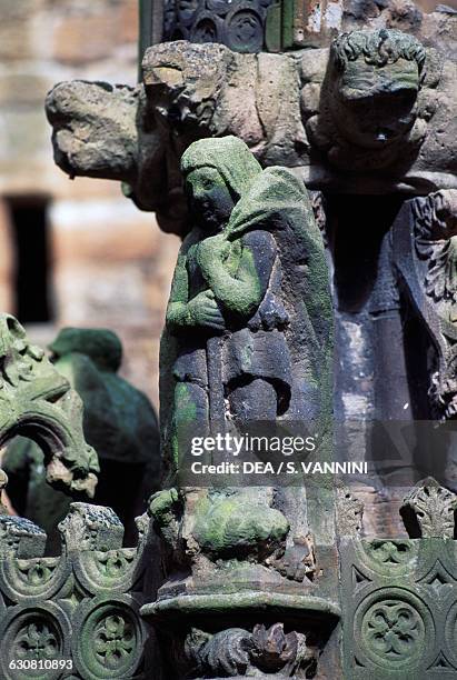 Sculpture from the King Fountain Linlithgow Palace, Scottish monarch's residence from the 15th century, Scotland, United Kingdom.