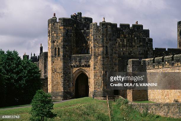 Entrance to Alnwick Castle, Northumberland, England. United Kingdom, 11th century.