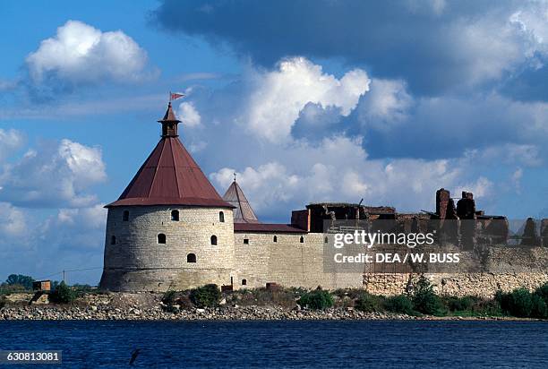 Oresek fortress in Slissel'burg , Lake Ladoga. Russia, 14th century.