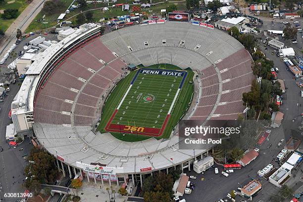 An aerial view prior to the 2017 Rose Bowl Game presented by Northwestern Mutual between the USC Trojans and the Penn State Nittany Lions at the Rose...