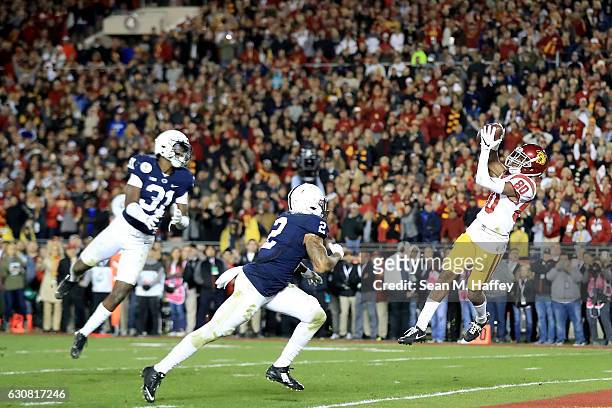 Wide receiver Deontay Burnett of the USC Trojans scores a 27-yard touchdown in the fourth quarter against the Penn State Nittany Lions during the...