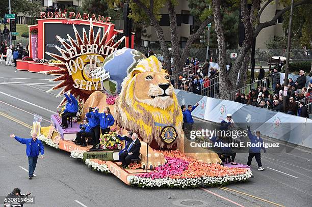 The Lion's Club International float participates in the 128th Tournament of Roses Parade Presented by Honda on January 2, 2017 in Pasadena,...