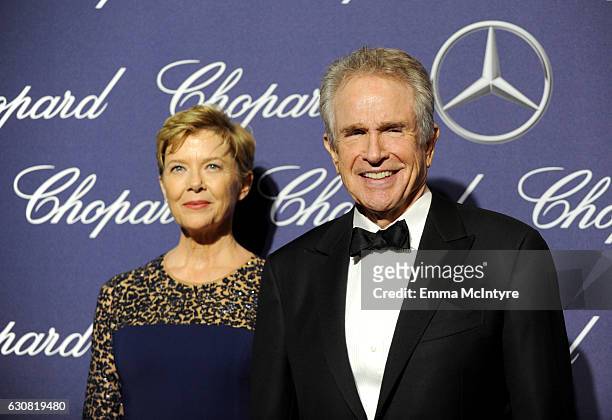 Actors Annette Bening and Warren Beatty attend the 28th Annual Palm Springs International Film Festival Film Awards Gala at the Palm Springs...