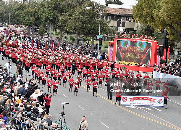The Salvation Army Tournament of Roses Band participates in the 128th Tournament of Roses Parade Presented by Honda on January 2, 2017 in Pasadena,...
