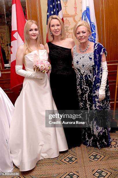 Camila Mendoza Echavarria, Anne Eisenhower and Julia Irene Kauffman attend 62nd International Debutante Ball at The Pierre Hotel on December 29, 2016...