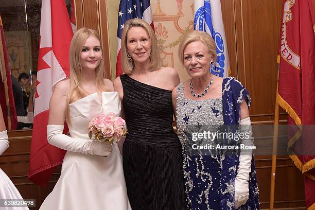 Camila Mendoza Echavarria, Anne Eisenhower and Julia Irene Kauffman attend 62nd International Debutante Ball at The Pierre Hotel on December 29, 2016...